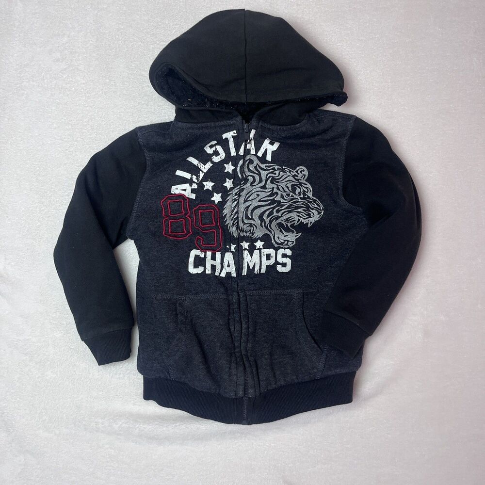 Lee Boys Youth Sherpa Lined Hoodie jacket Grey/Black size X-Small  5/6